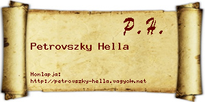 Petrovszky Hella névjegykártya